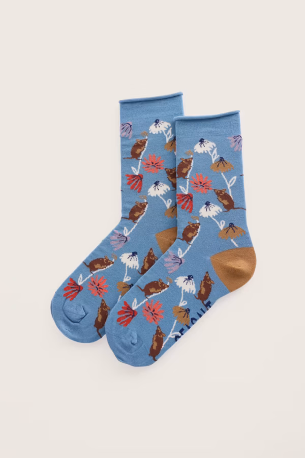Women's Bamboo Arty Socks - Harvest Mouse Estuary