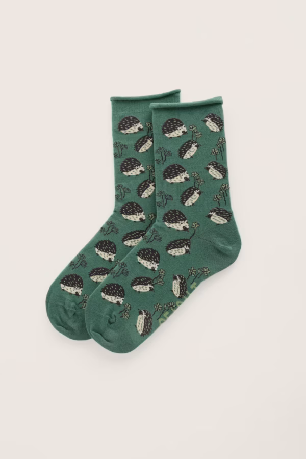 Women's Bamboo Arty Socks - Hedgehog Garden Dried Basil