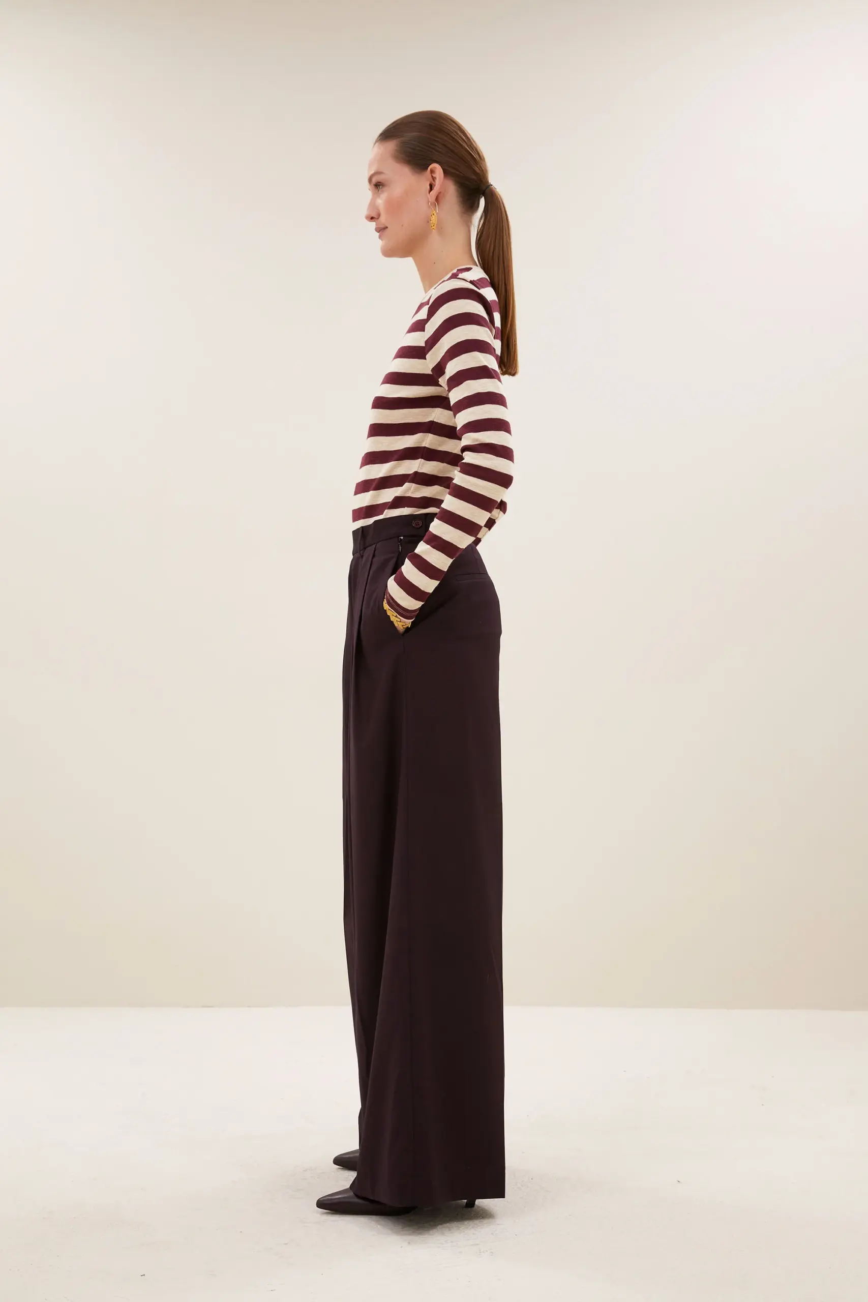 basic ls big stripe top - burgundy crush - Afbeelding 2