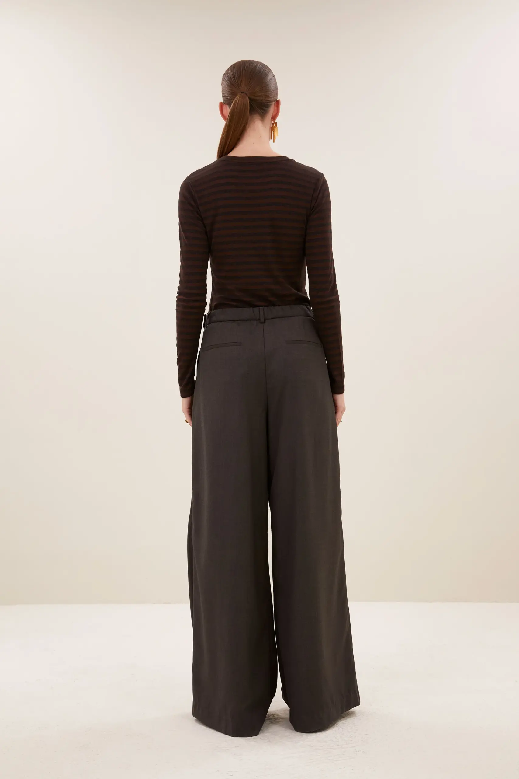 basic ls melange stripe top - coffee bean - Afbeelding 4