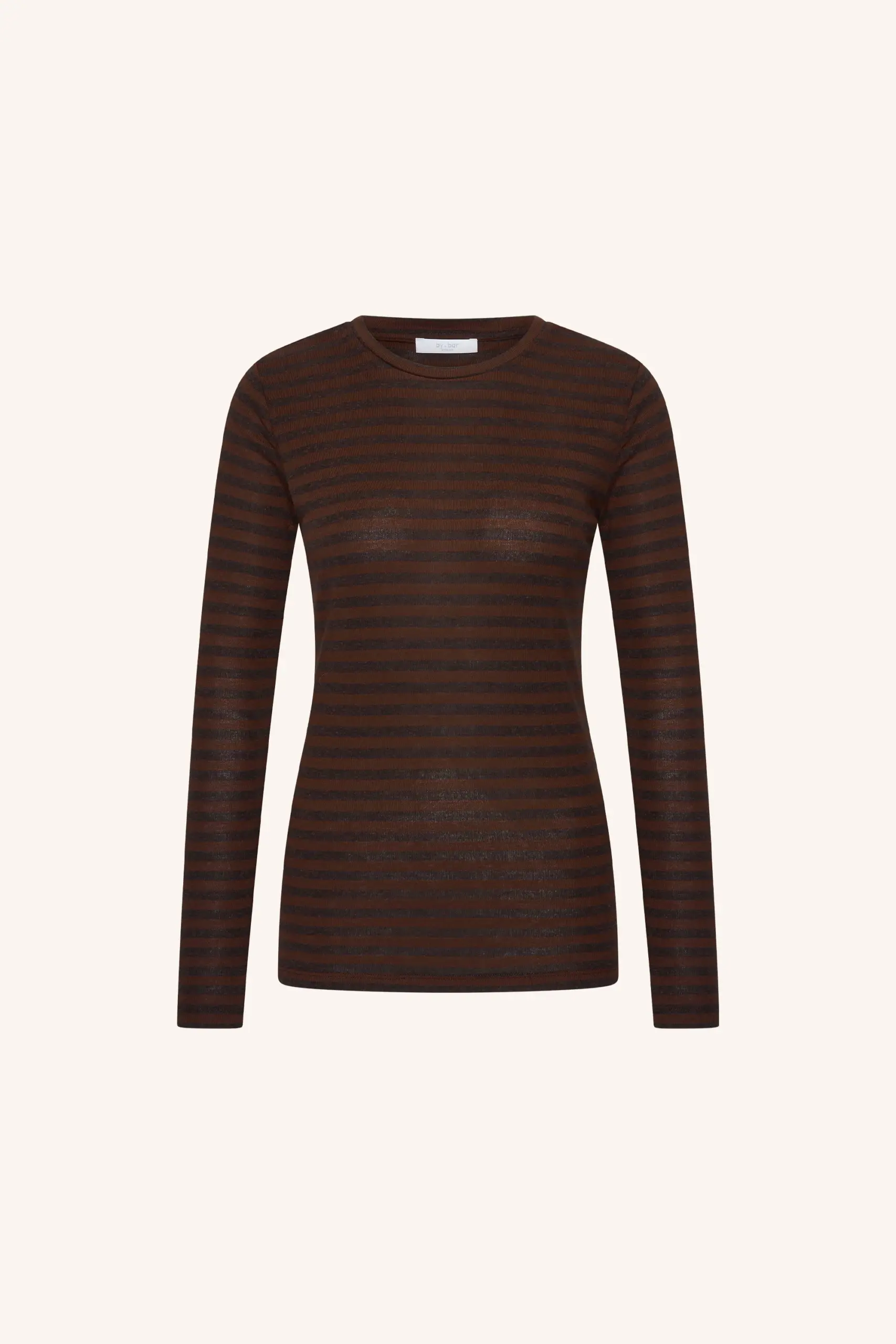 basic ls melange stripe top - coffee bean - Afbeelding 5