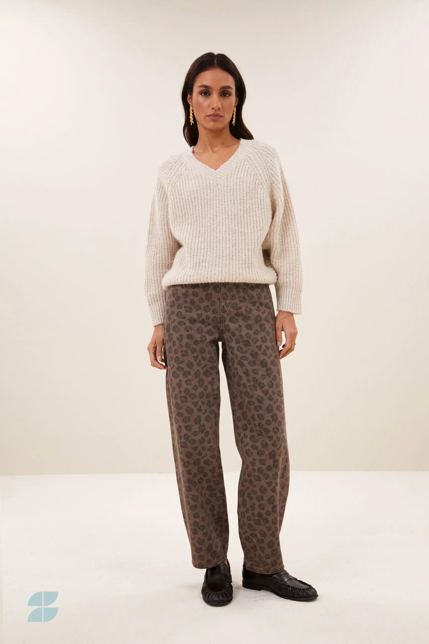 lew cheetah chocolate pants - chocolate brown