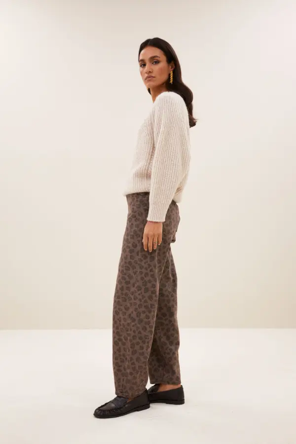 lew cheetah chocolate pants - chocolate brown