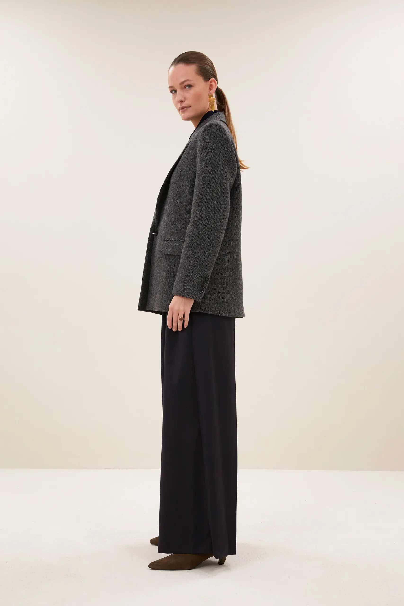 nes herringbone blazer - dark grey melee - Afbeelding 2