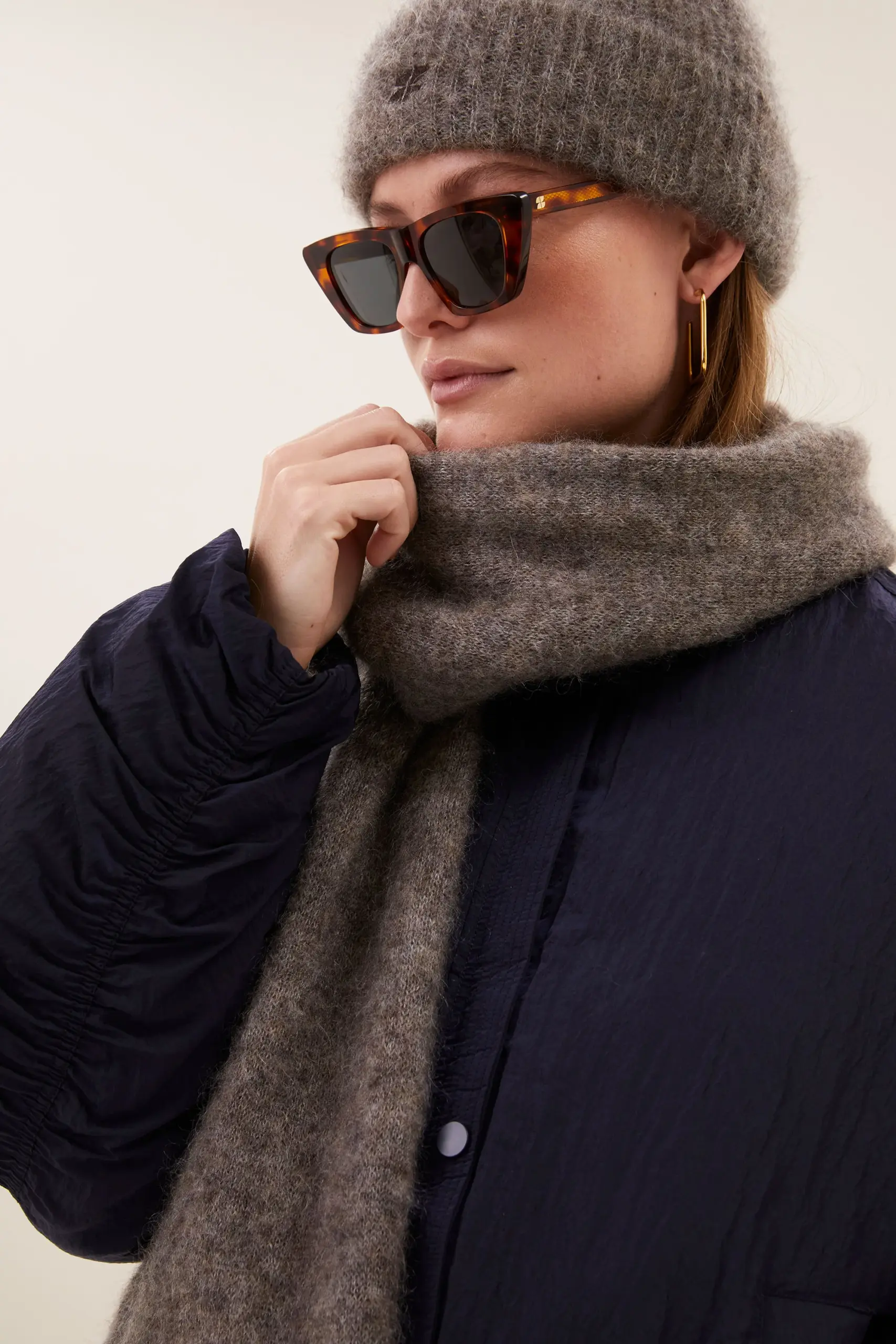 leah norton scarf - dark biscuit