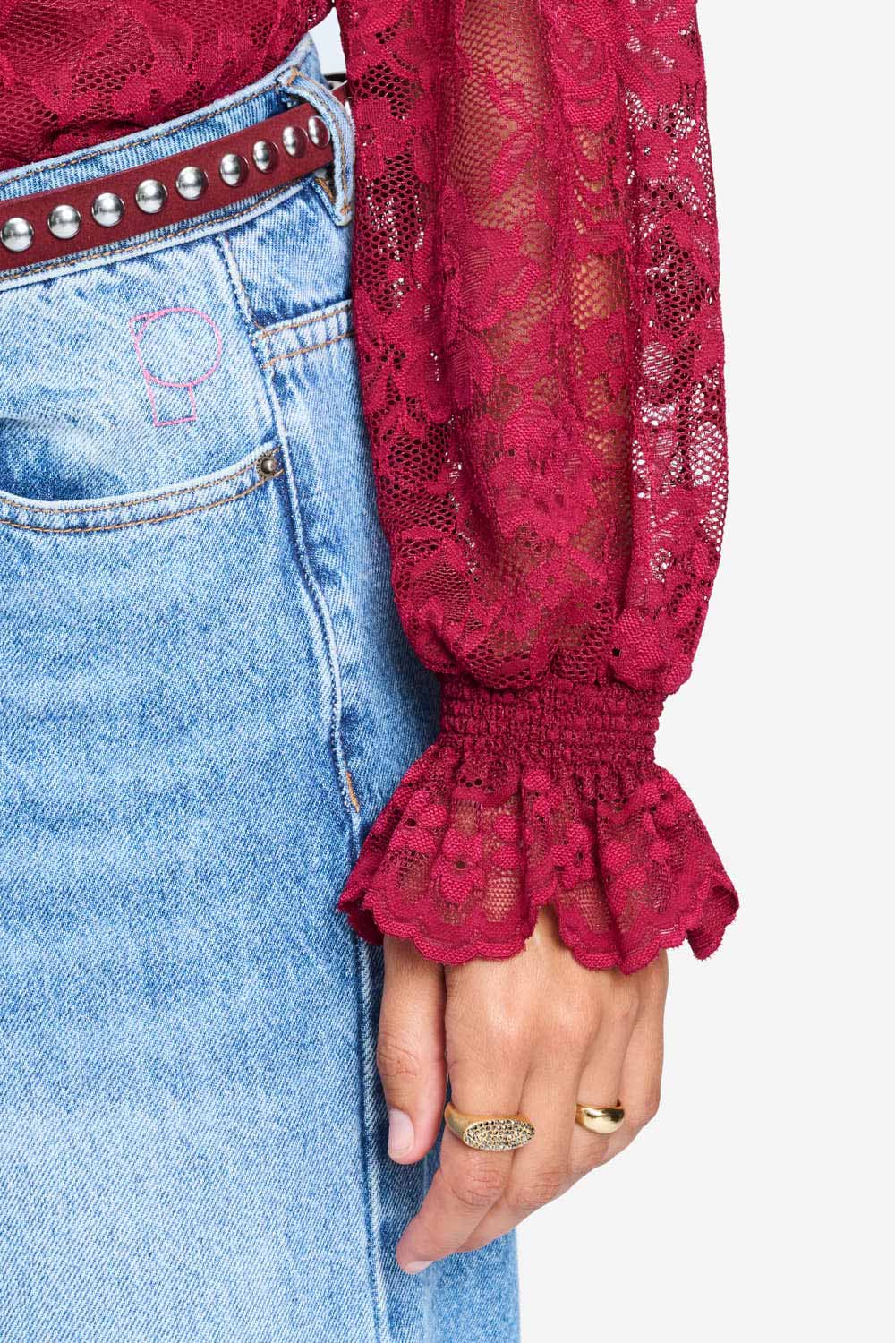 TURTLENECK - Ruby Lace Burgundy Red - Rood - Afbeelding 4
