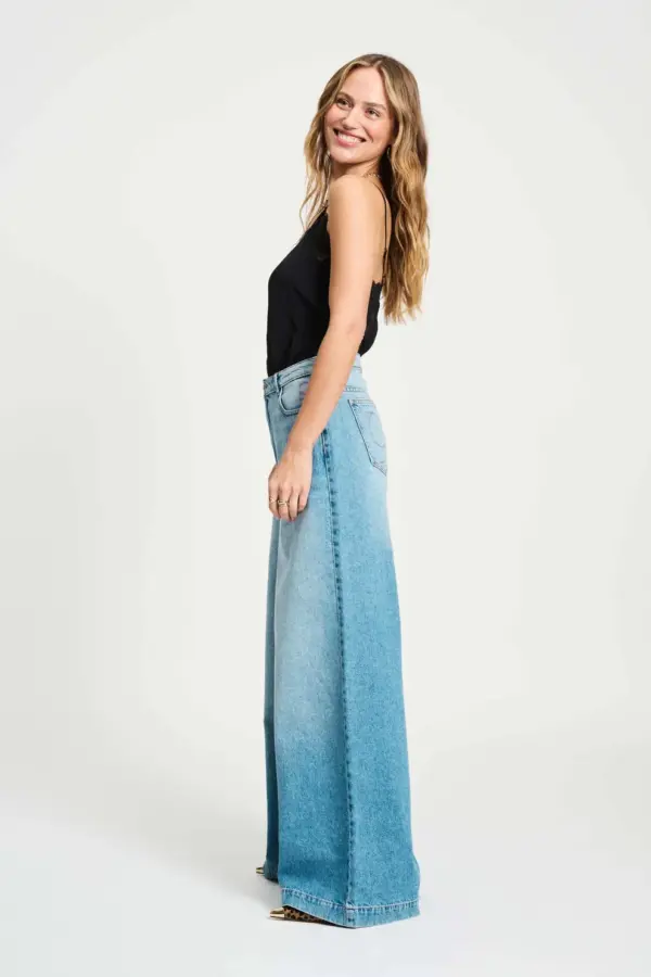 JEANS - Baggy Wideleg Mid Blue - Blauw