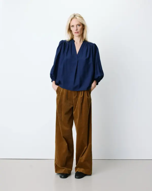 Blouse met ballonmouw - Donkerblauw