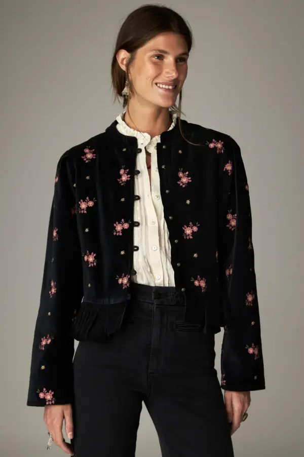 Jasje met bloemen - Zwart