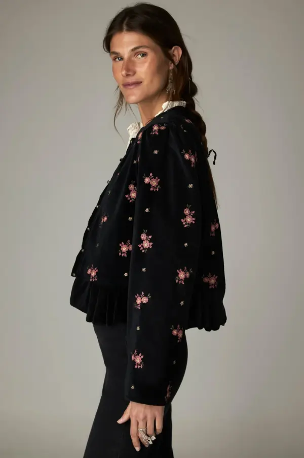 Jasje met bloemen - Zwart