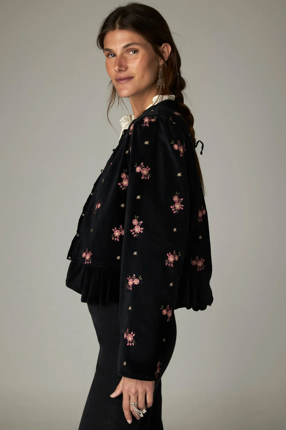 Jasje met bloemen - Zwart - Afbeelding 2