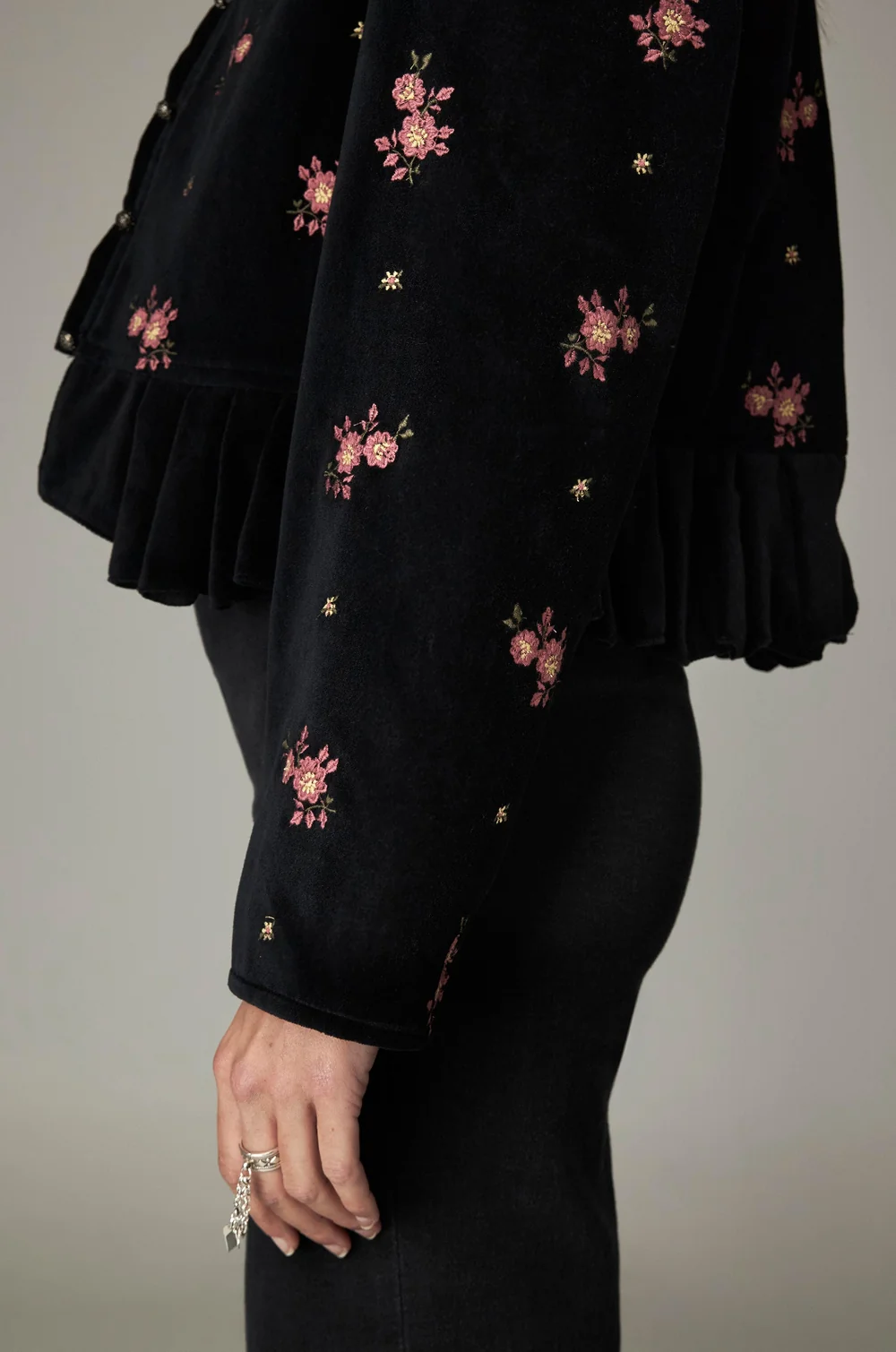 Jasje met bloemen - Zwart - Afbeelding 5