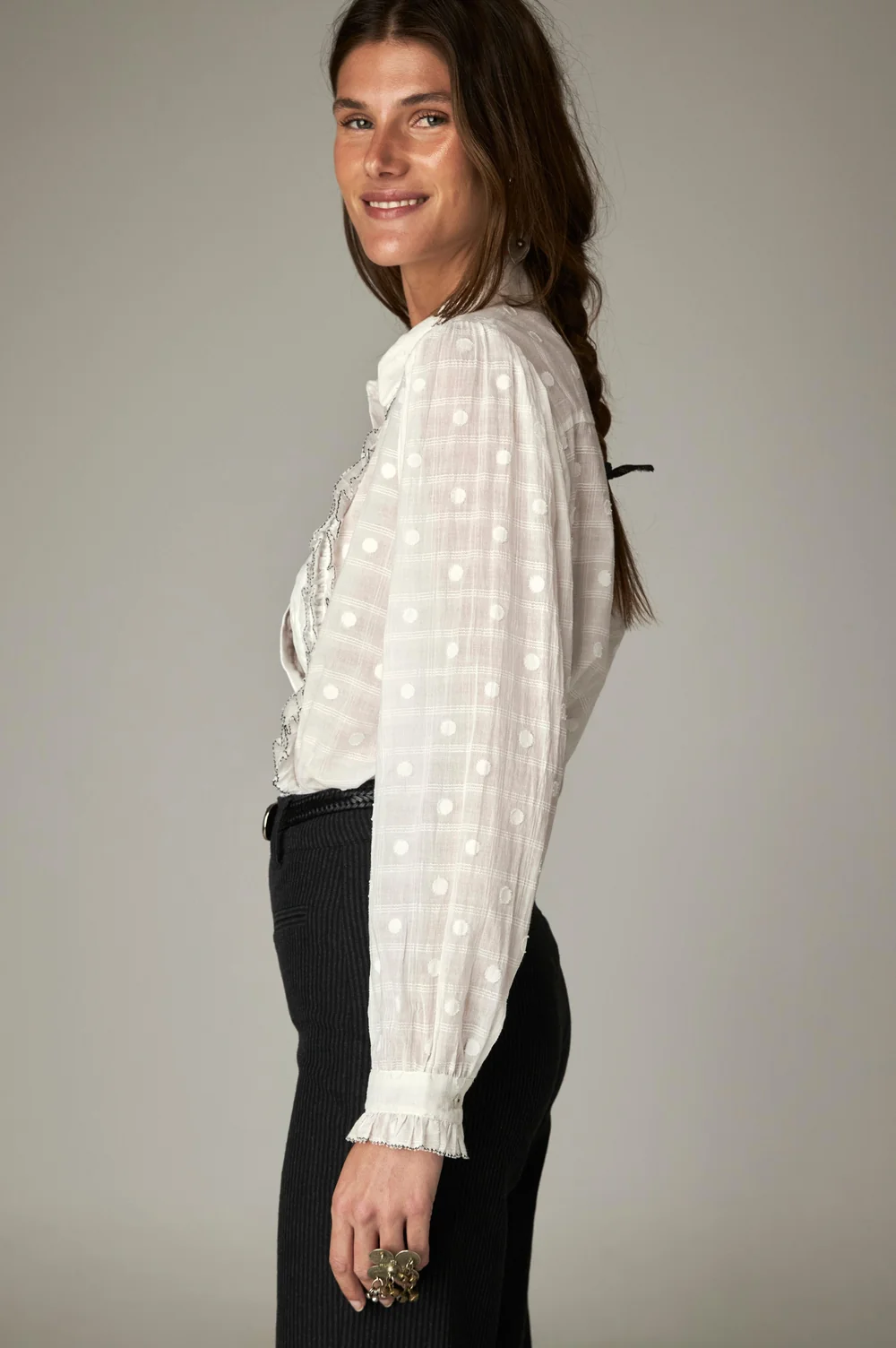 Blouse met ruches - Wit - Afbeelding 2