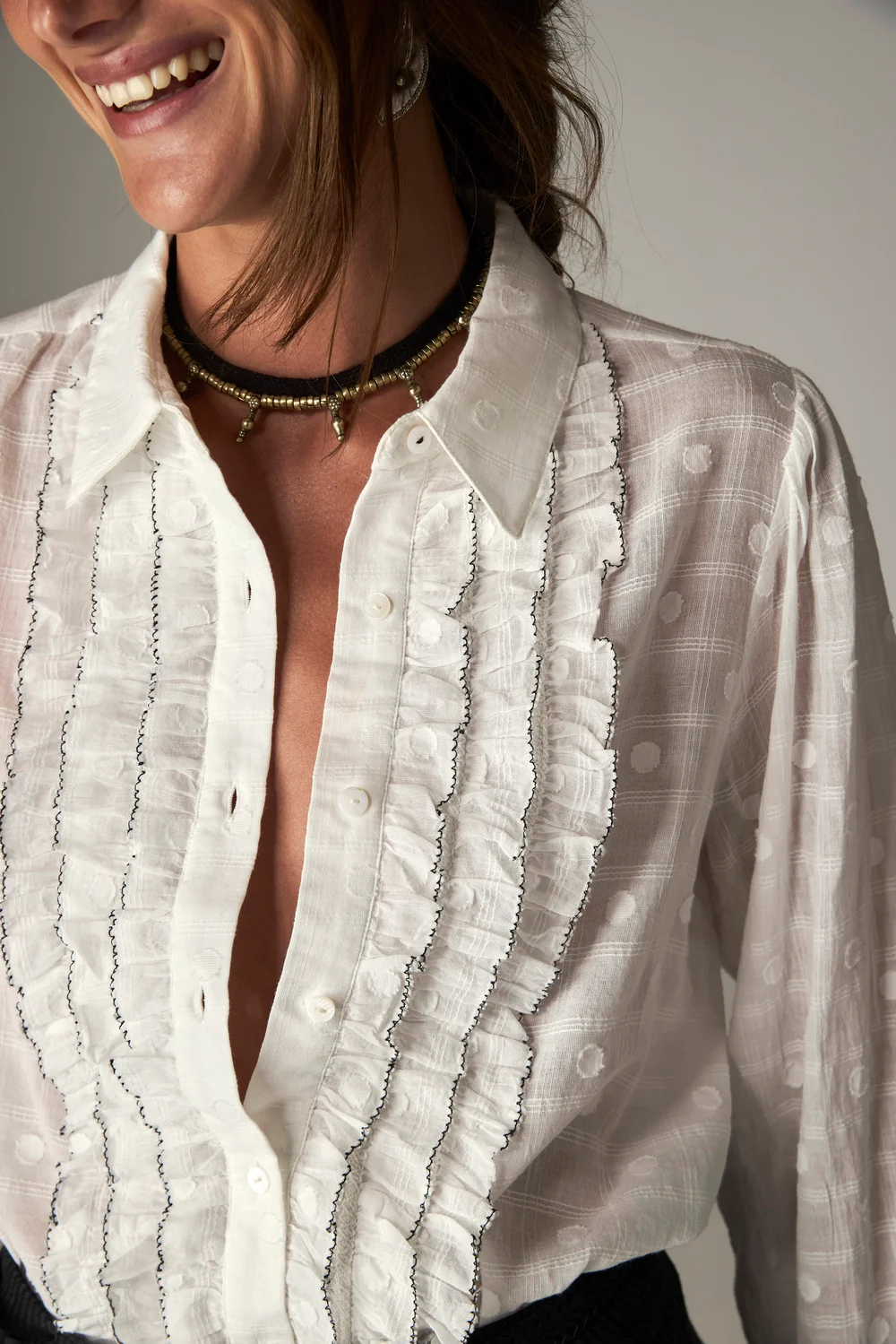 Blouse met ruches - Wit - Afbeelding 4