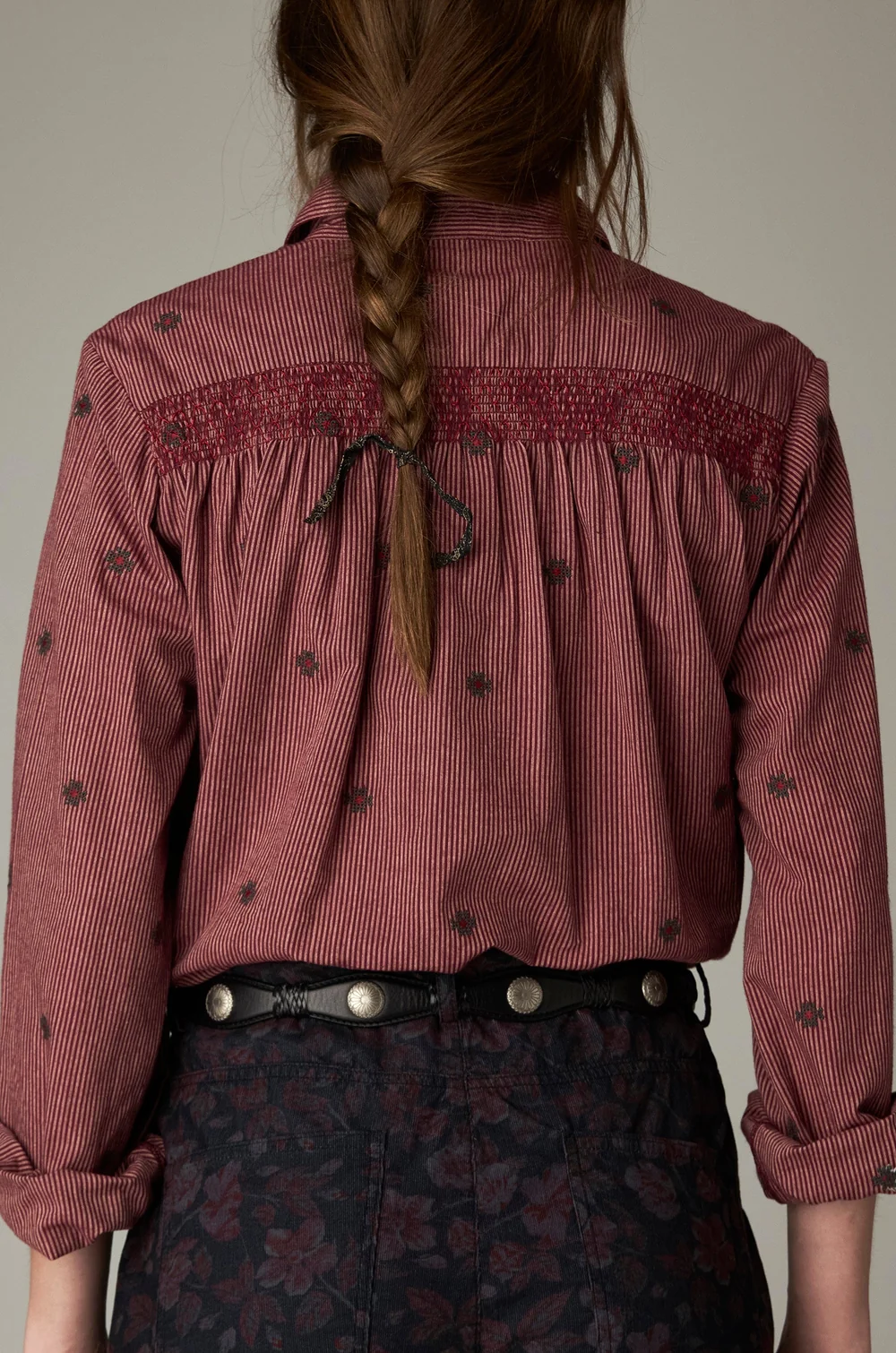 Blouse met details - Wijnrood - Afbeelding 3