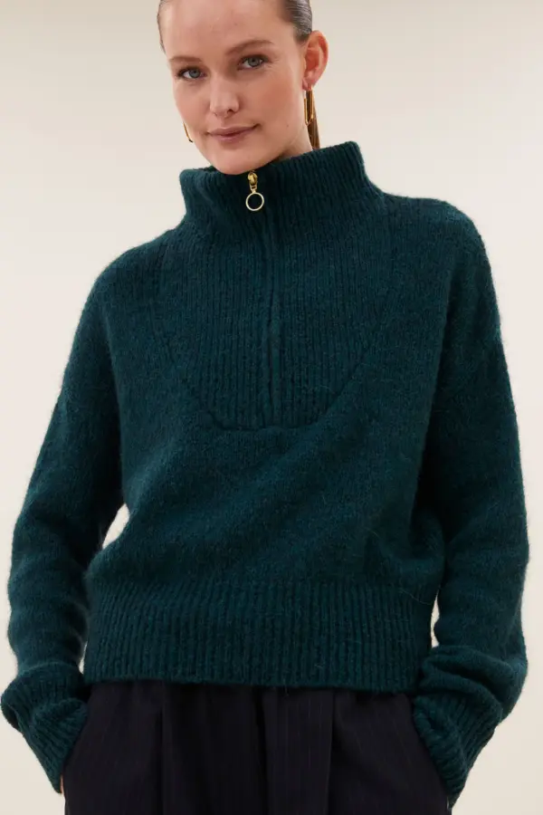 boxy beau pullover - Donkergroen