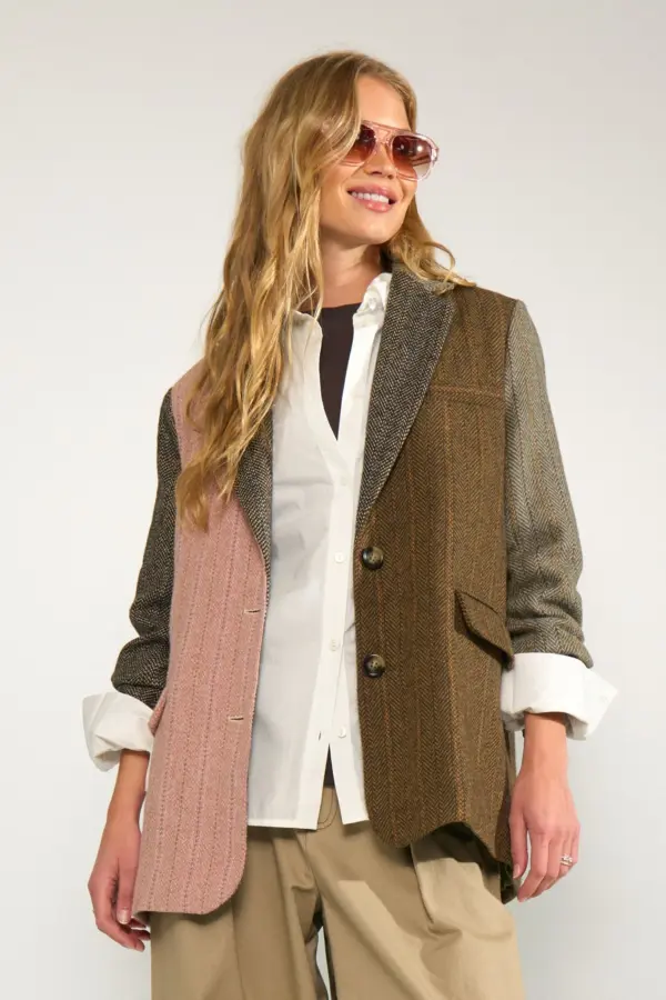 Nuavey Herringbone Blazer - Bruin