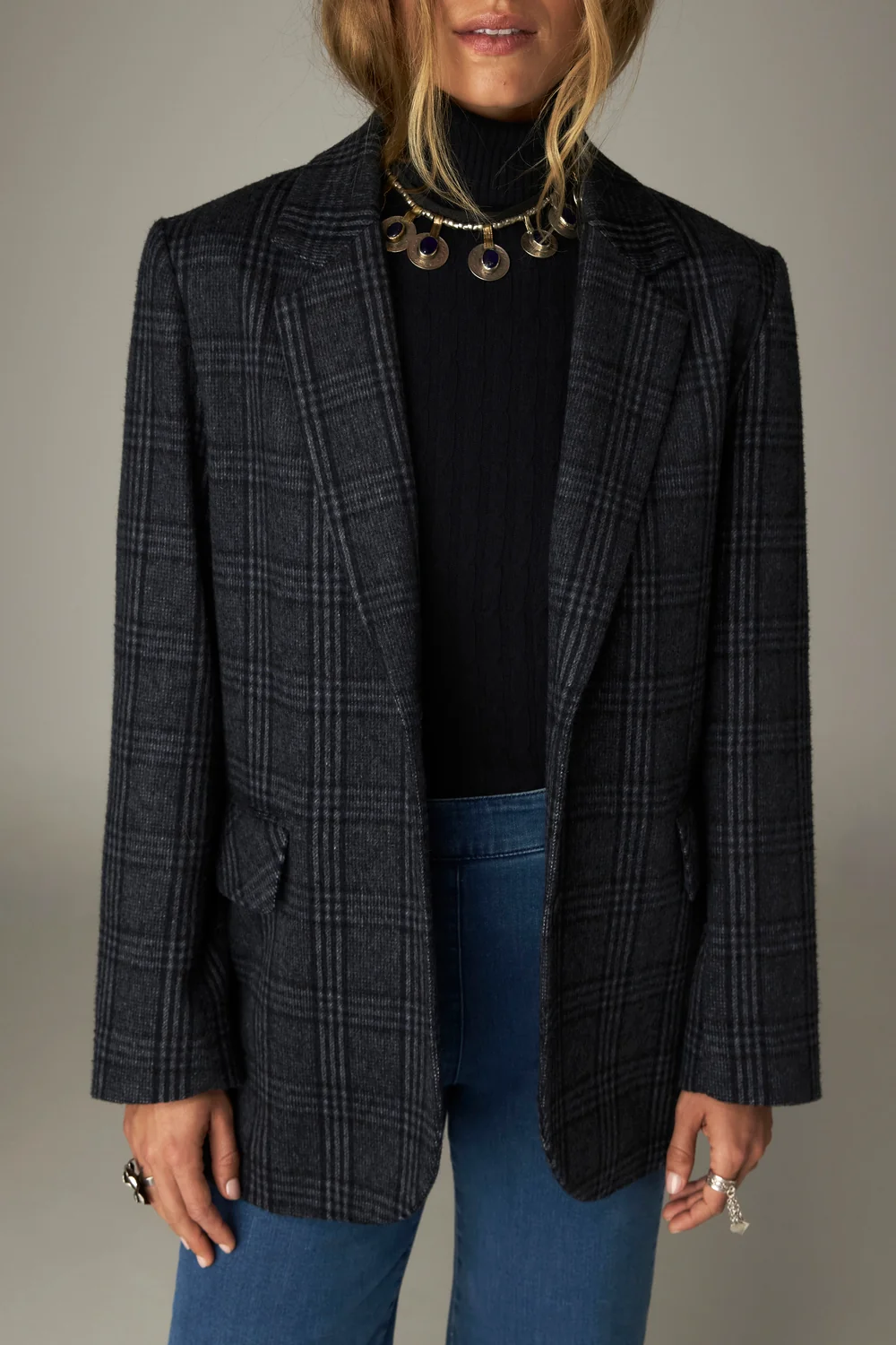 Single breasted blazer - Grijs