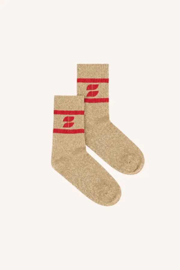 logo glitter oyster socks - Poppy Red
