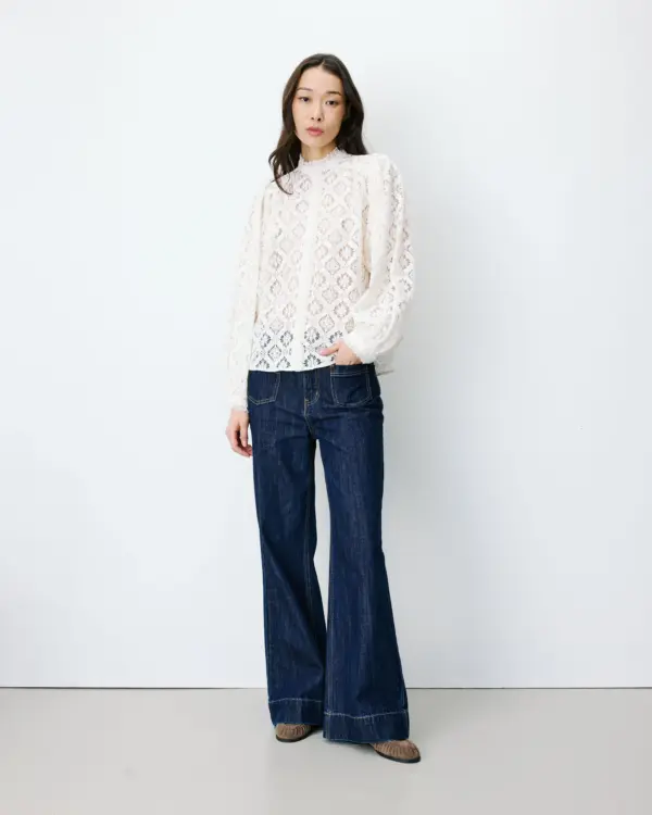 Blouse van kant - Ivory