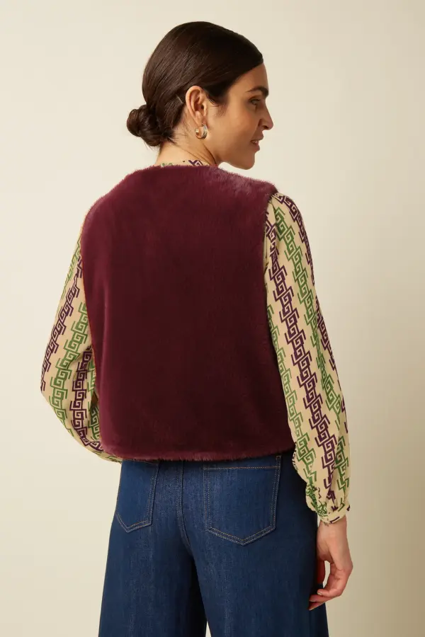 Viva Gilet Silver Fur - Porto Red
