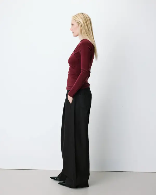 Overslag top met lange mouwen - Donkerrood
