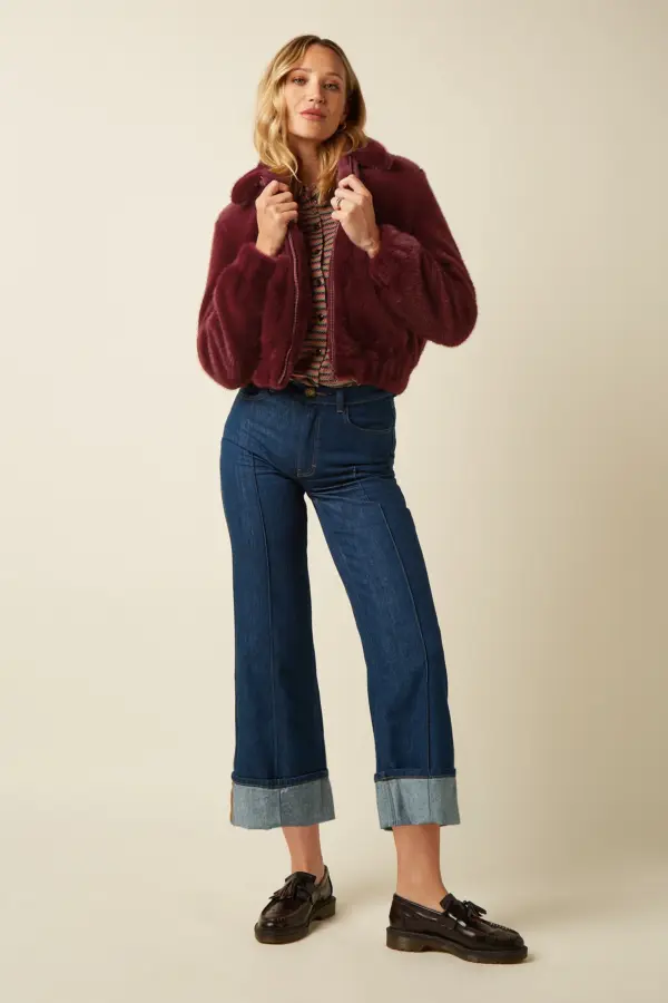 Isla Jacket Silver Fur - Porto Red