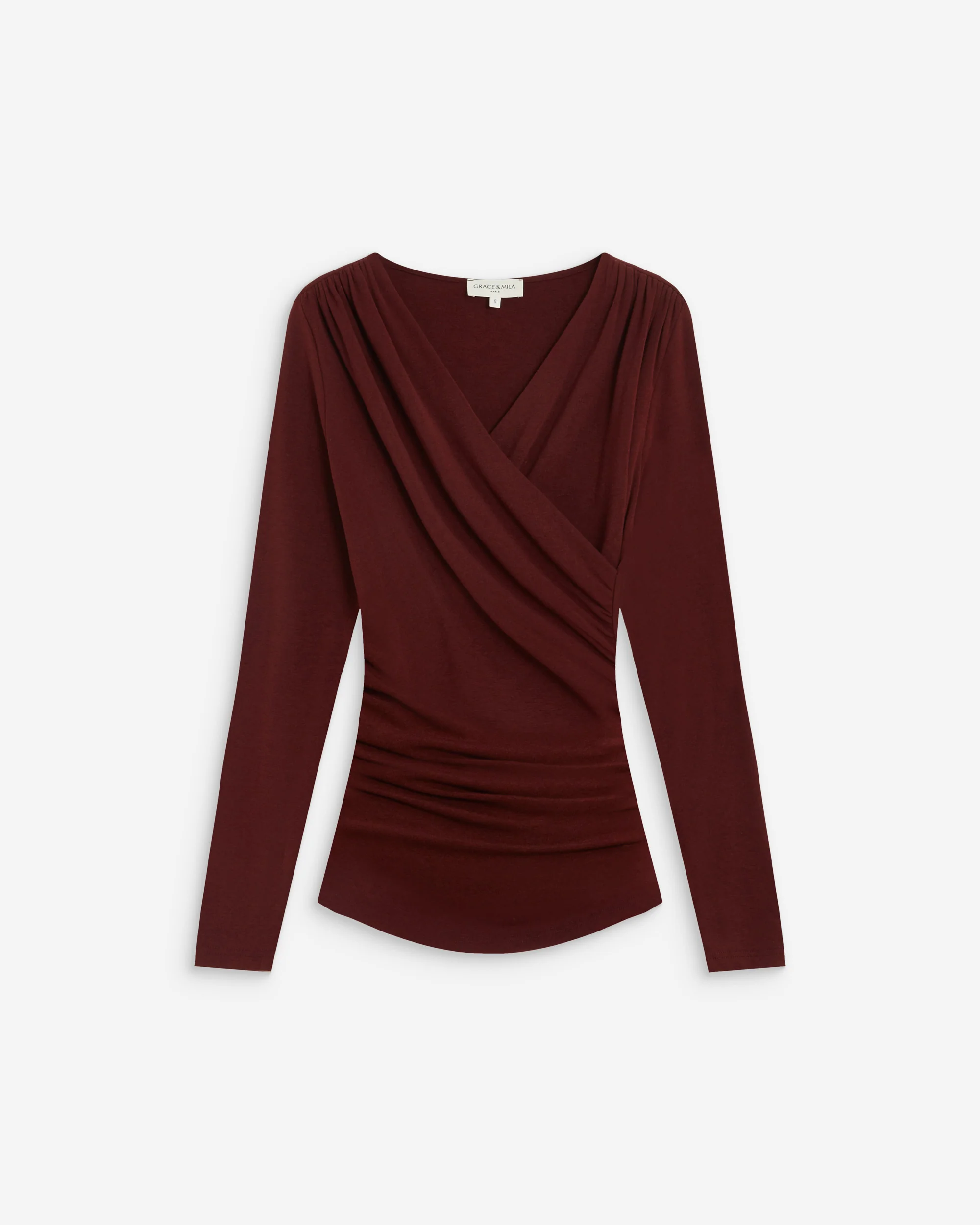 Overslag top met lange mouwen - Donkerrood - Afbeelding 5