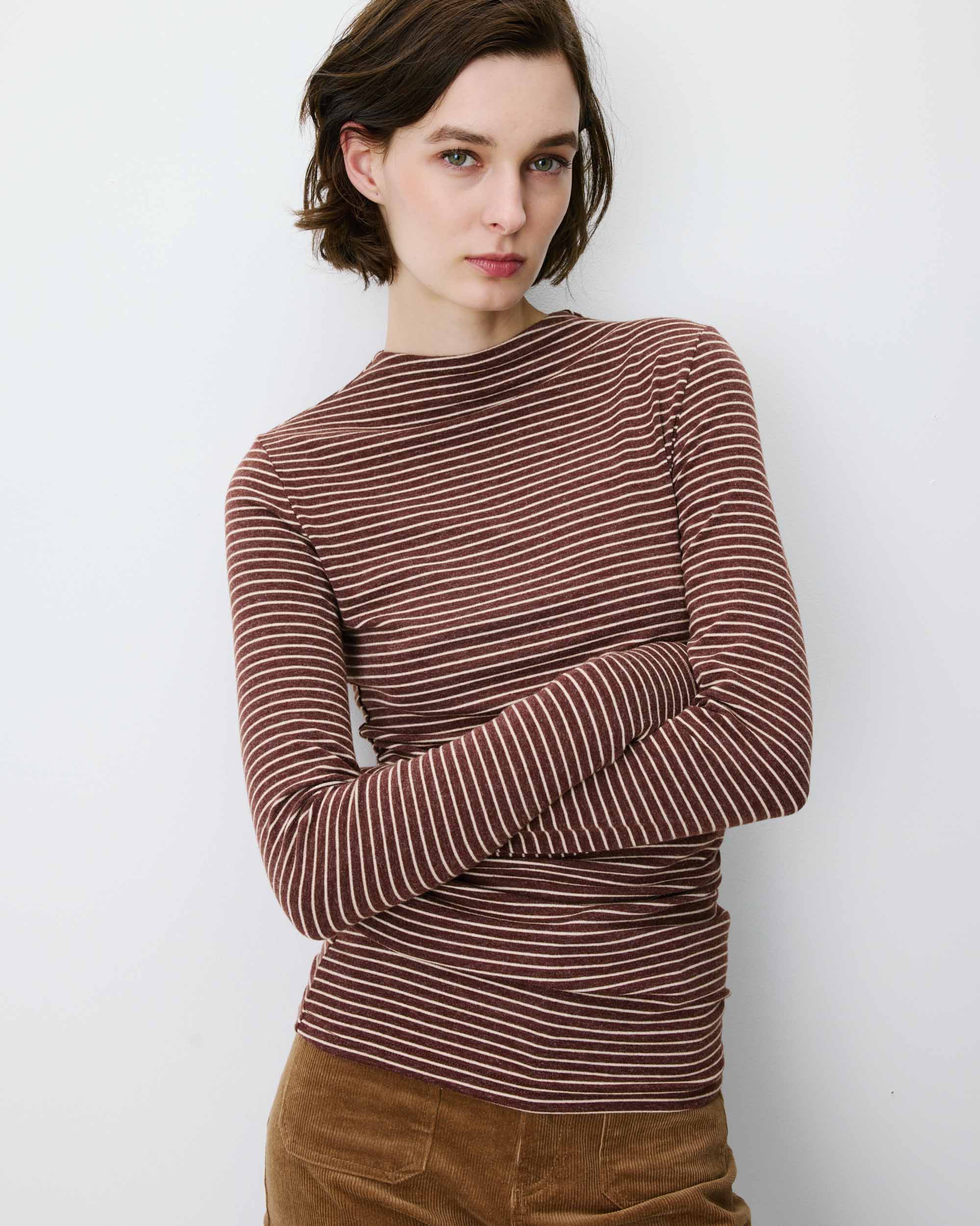 Longsleeve met plooi in taille - Terracotta