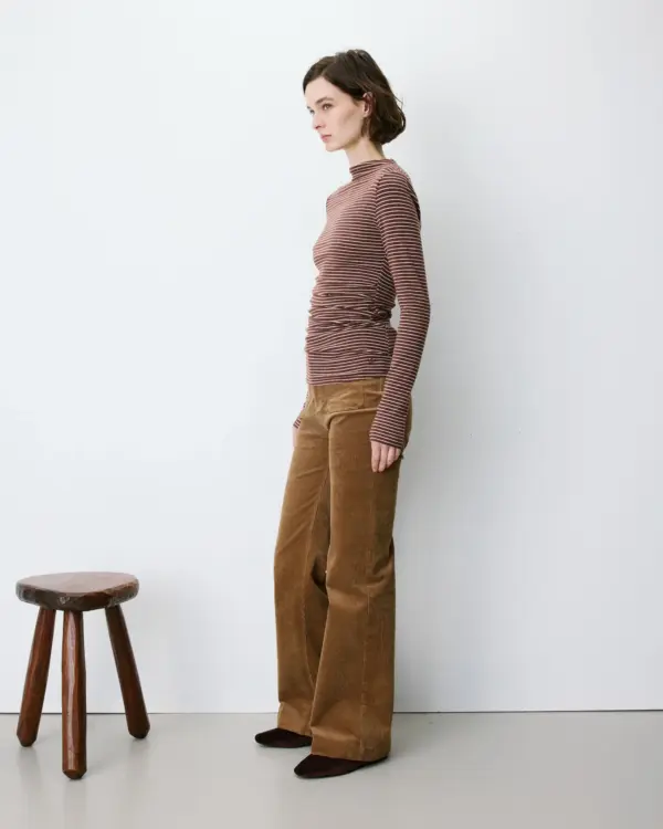 Longsleeve met plooi in taille - Terracotta