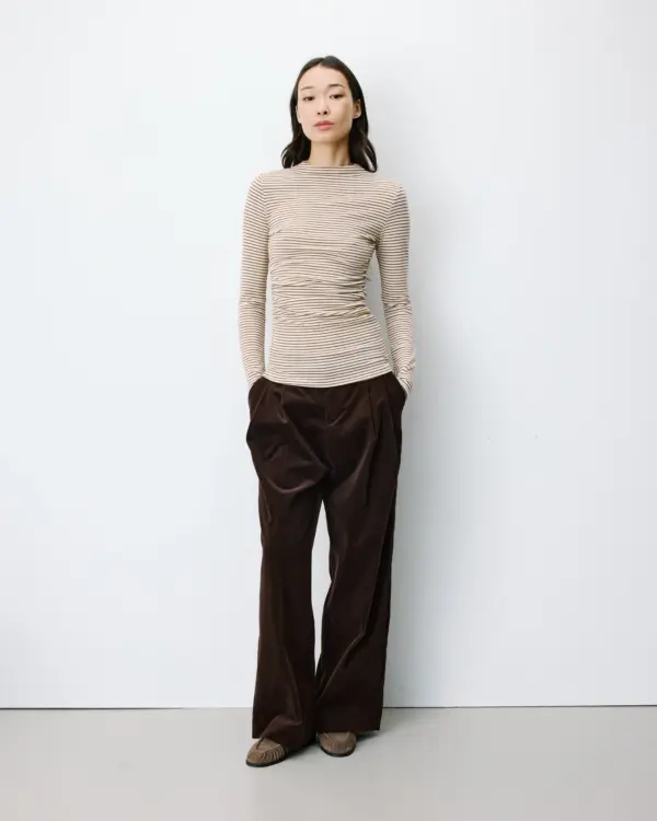Longsleeve met plooi in taille - Ecru