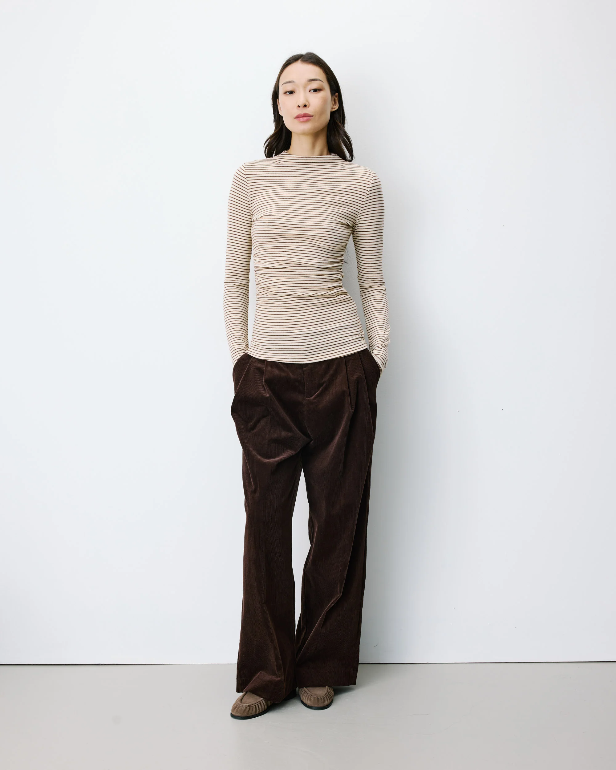 Longsleeve met plooi in taille - Ecru - Afbeelding 2
