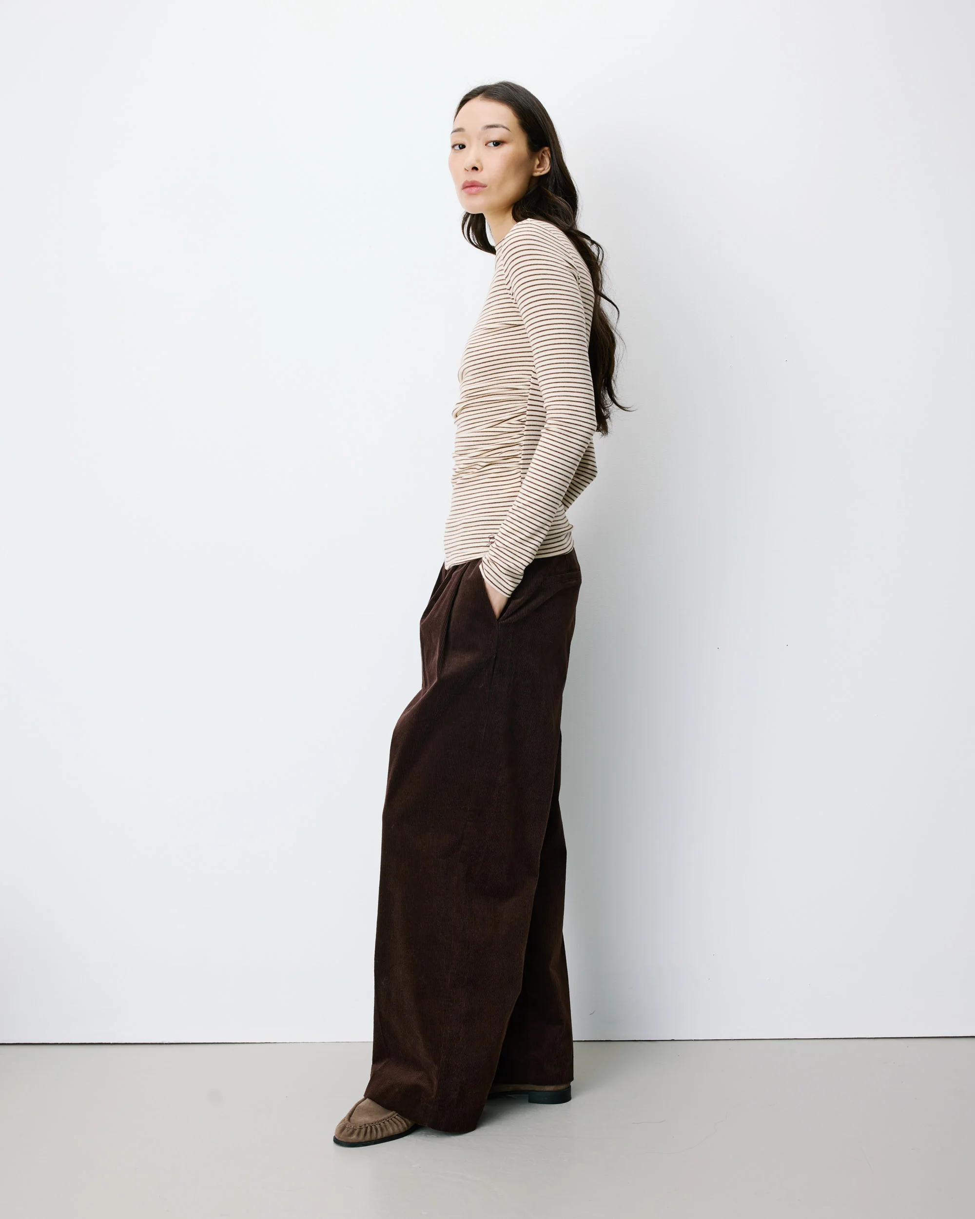 Longsleeve met plooi in taille - Ecru - Afbeelding 3