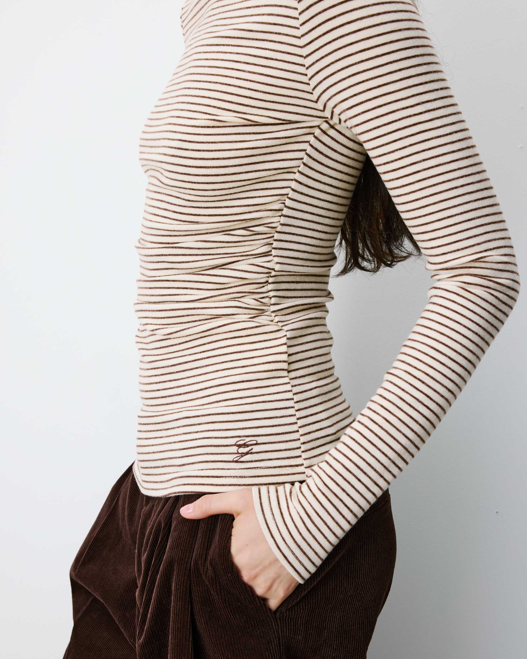 Longsleeve met plooi in taille - Ecru - Afbeelding 5
