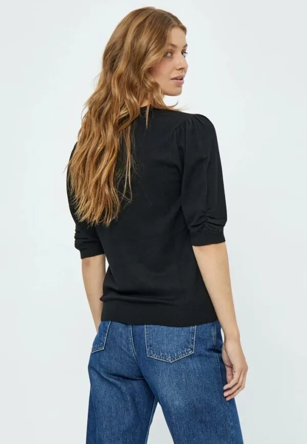 MSPam Scoop Neck Knit T-Shirt - Zwart
