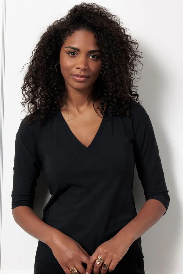 Emma vneck top - Zwart