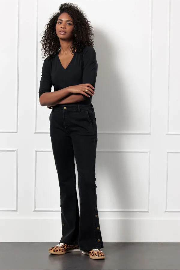 Emma vneck top - Zwart