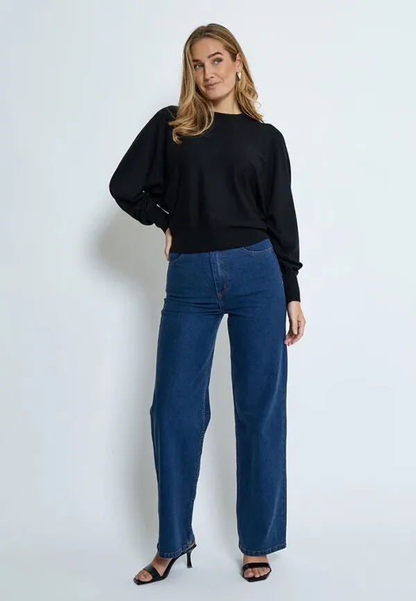 MSDana Bat Sleeve Knit Pullover - Zwart