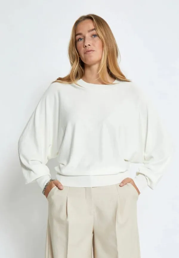 MSDana Bat Sleeve Knit Pullover - Wit