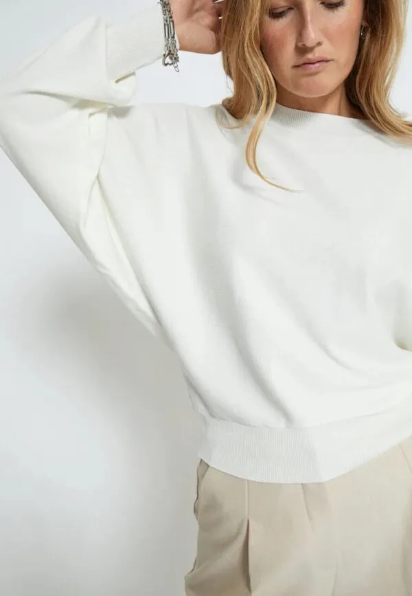 MSDana Bat Sleeve Knit Pullover - Wit
