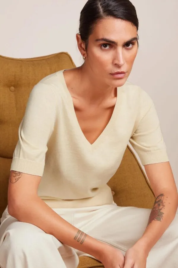Agnes V Top Cocoon - Creme wit