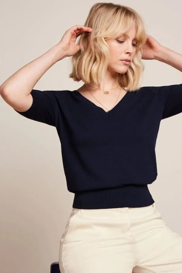 Agnes V Top Cocoon - Donkerblauw