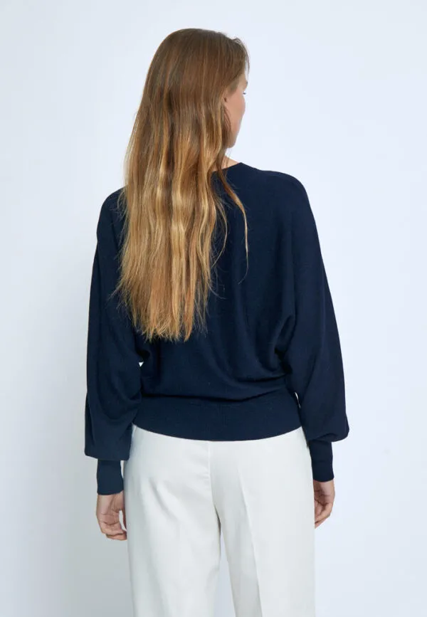 MSDana Bat Sleeve Knit Pullover - Donkerblauw