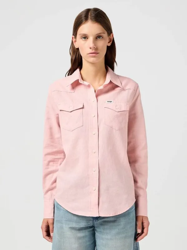 Western shirt silver pink - Roze