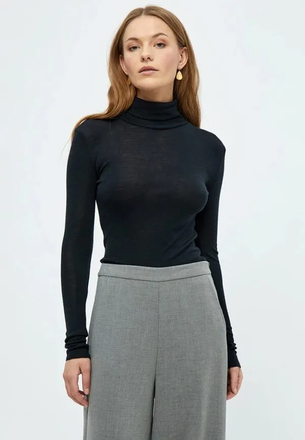 MSCally Roll Neck Long Sleeve Top - Zwart