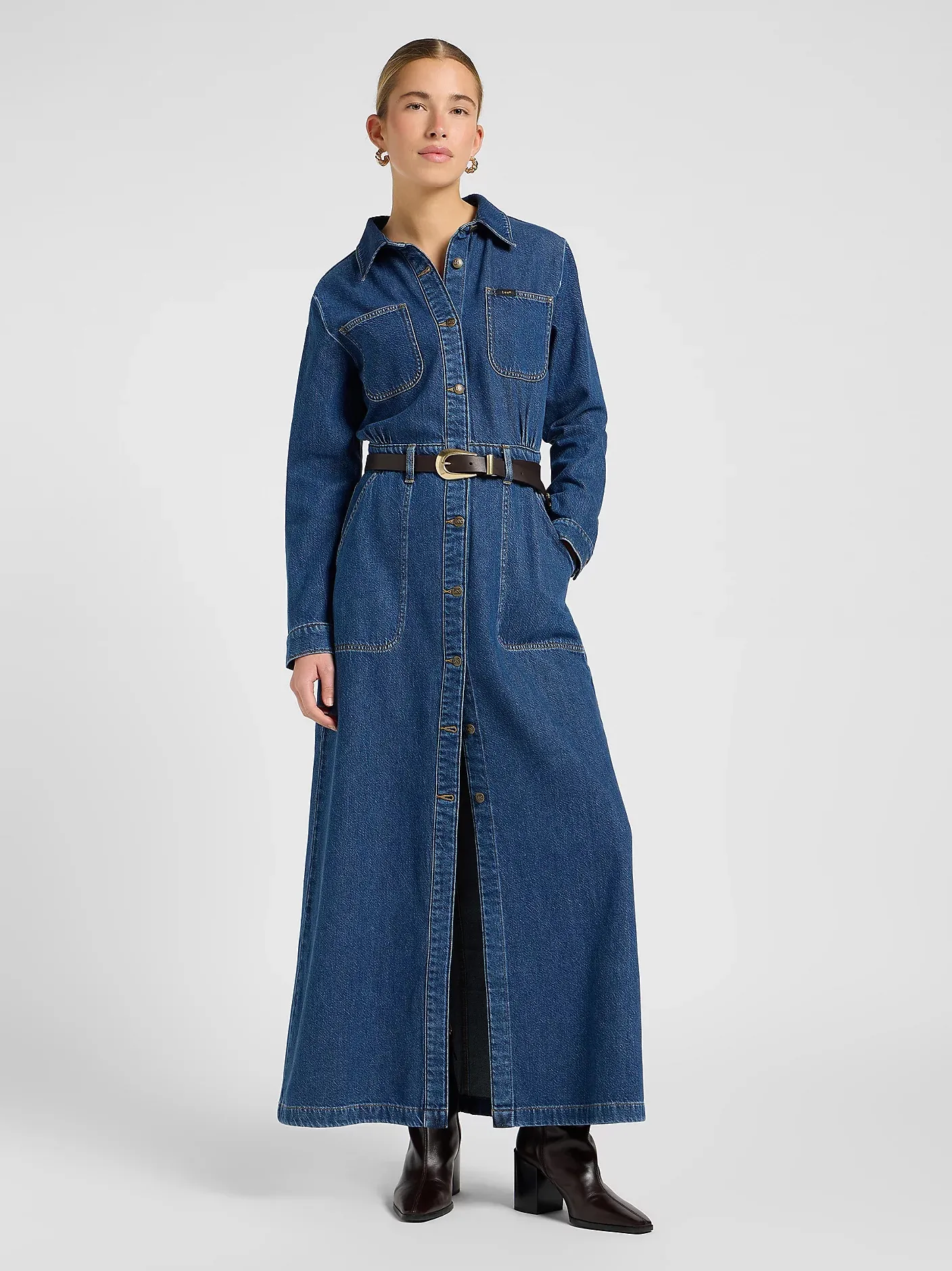 Maxi Denim Utility Dress - Denim - Afbeelding 6