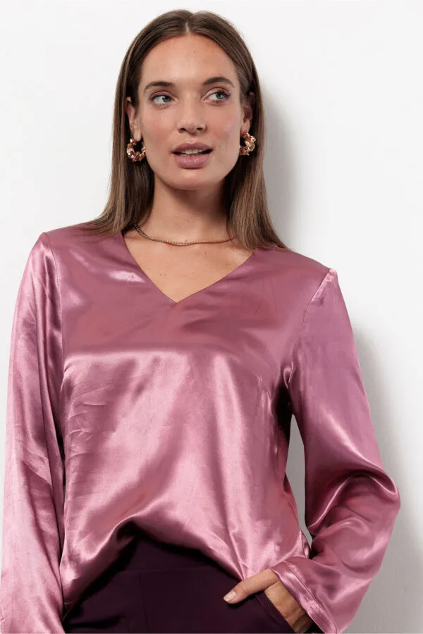Madison satin top - Vintage Berry