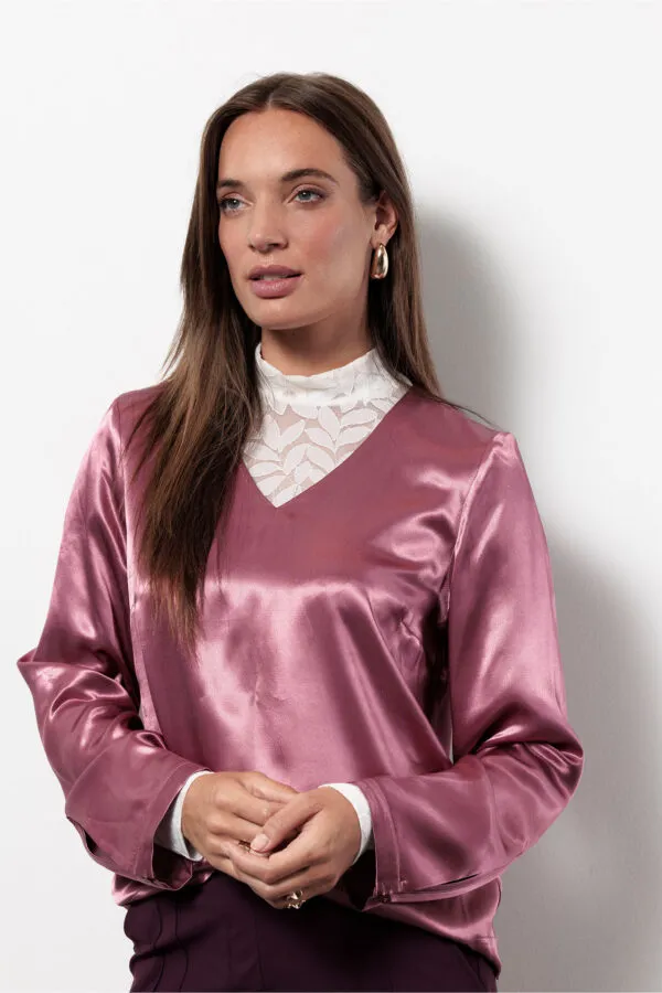 Madison satin top - Vintage Berry