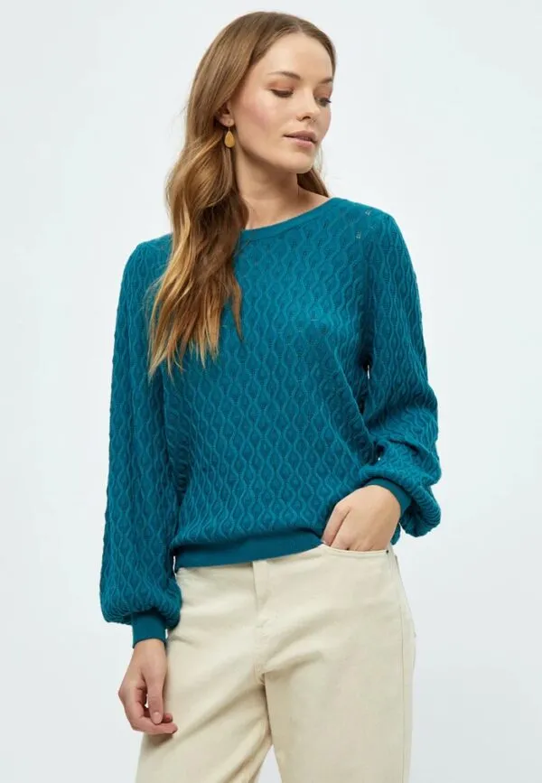 PCRosalia Puff Sleeve Knit Pullover - petrol