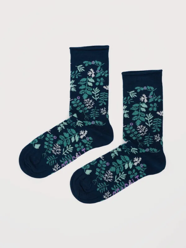 Women's Bamboo Arty Socks - Pressed Herbs Inkwell